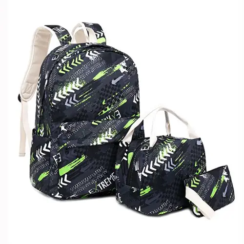 3-Piece Student Backpack Set with Trendy Prints and Multi-Function Design